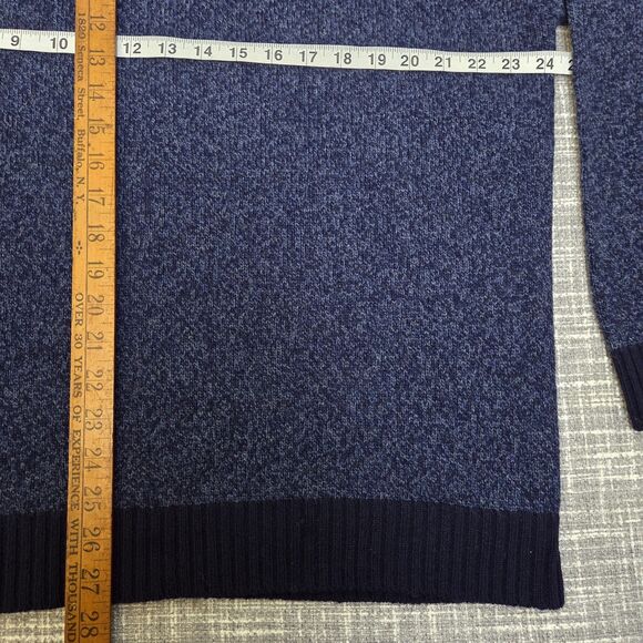 Structure V-Neck Marled Wool Sweater Blue  Lambswool Men’s L Relaxed - Picture 3 of 8